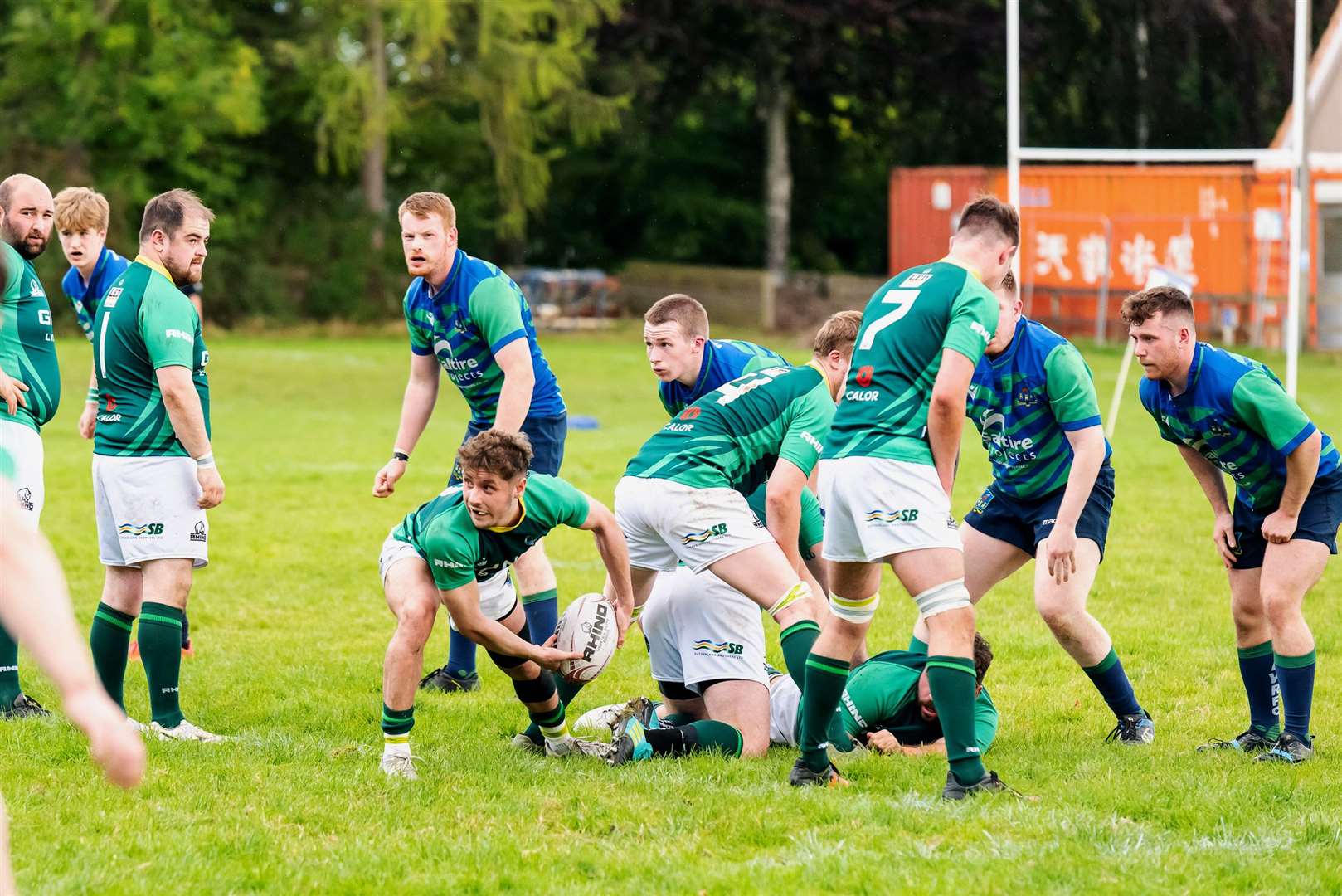 Caithness scrum-half Euan MacDonald prepares to feed from a ruck during the 57-21 victory at Groats Road on Saturday. Picture: Adam Cochran
