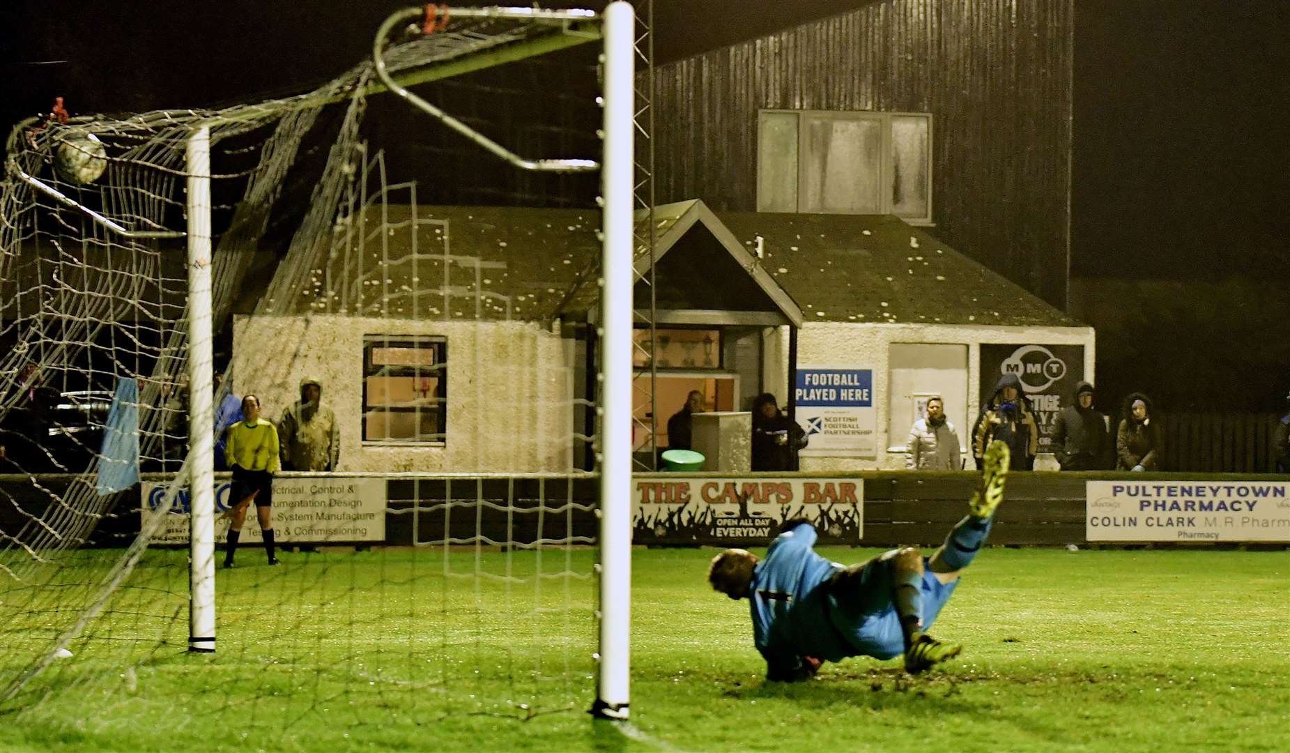 Richard Macadie's shot sails past Fort William keeper Mateusz Kulbacki and ends in the top corner to make it 200 competitive goals for the Wick midfielder. Picture: Mel Roger