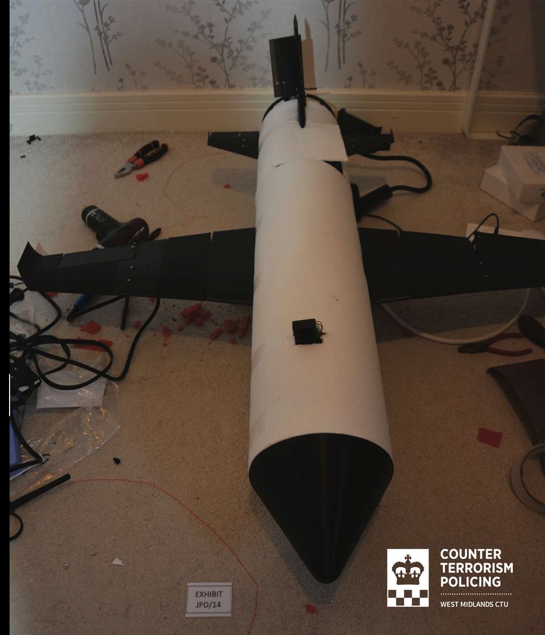 The drone made by Al Bared for use by terrorists (West Midlands CTU/PA)