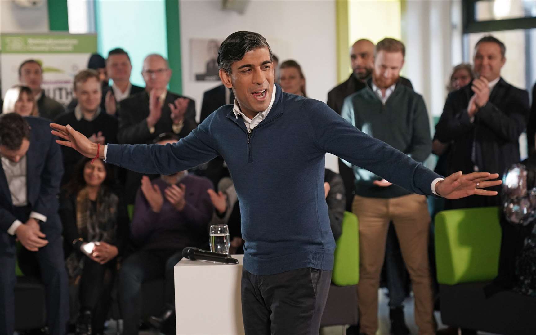 Prime Minister Rishi Sunak speaks during a visit to the MyPlace Youth Centre, in Mansfield (Jacob King/PA)