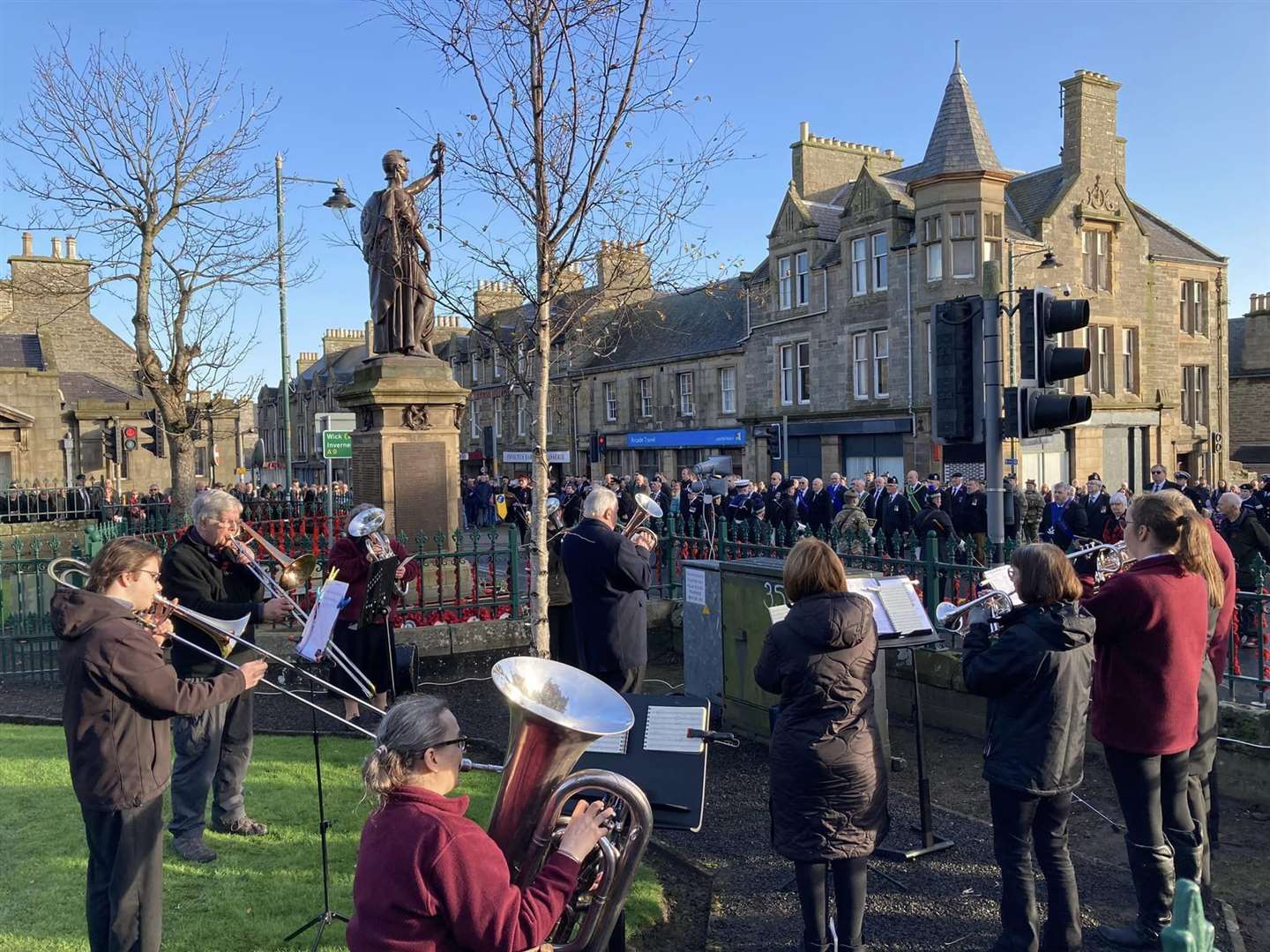 Pentland Brass Band playing at Thurso Armistice in 2022.