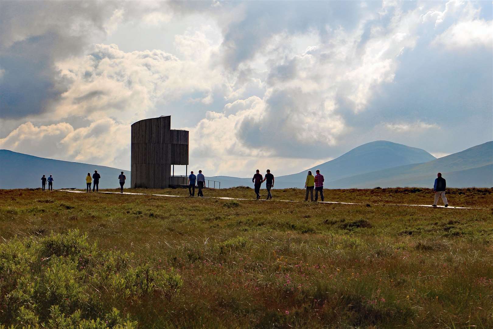 Visitors around the Forsinard lookout tower in the Flow Country last summer. Picture: David Richardson / FSB