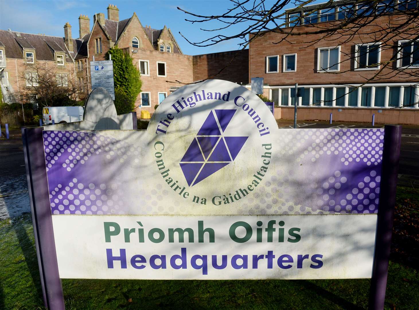 Highland Council headquarters where almost 600 former staff continued to be paid despite leaving the organisation.