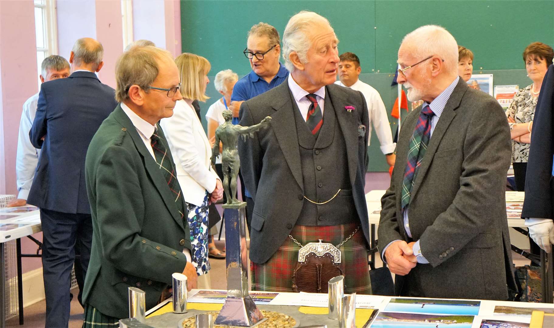 John Bogle, left, and Edward Atkins from the Seafarers Memorial Group talk about the commemorative statue to be built at Braehead. Picture: DGS