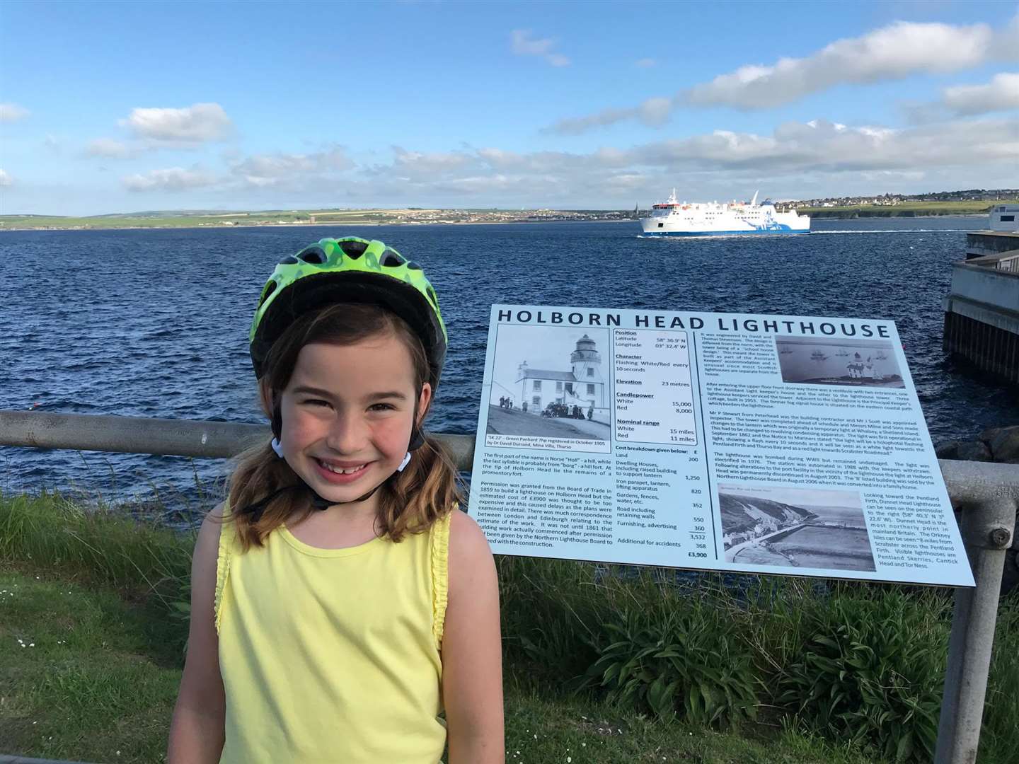 Six-year-old Amy Andrews at Holborn Head, one of her favourite places to cycle.
