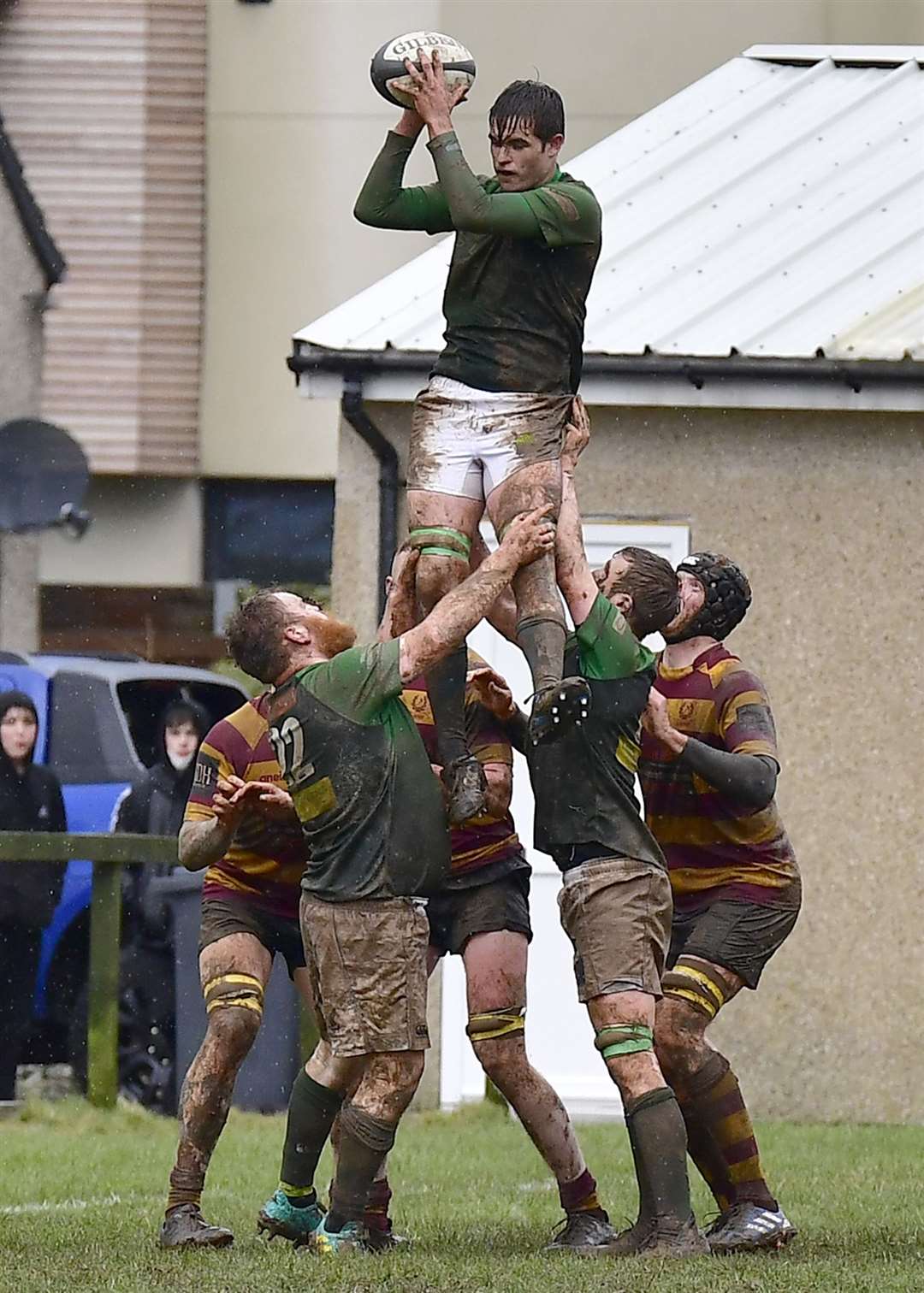 A Caithness lineout during their last encounter with Ellon at Millbank, a Caley 1 fixture in March this year which the Greens edged 15-14. Picture: Bob Roger