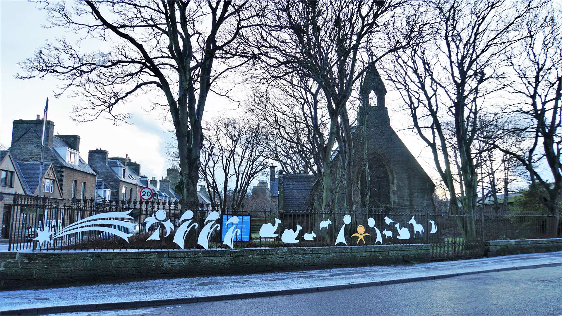 The nativity scene outside St John's Church in Wick.