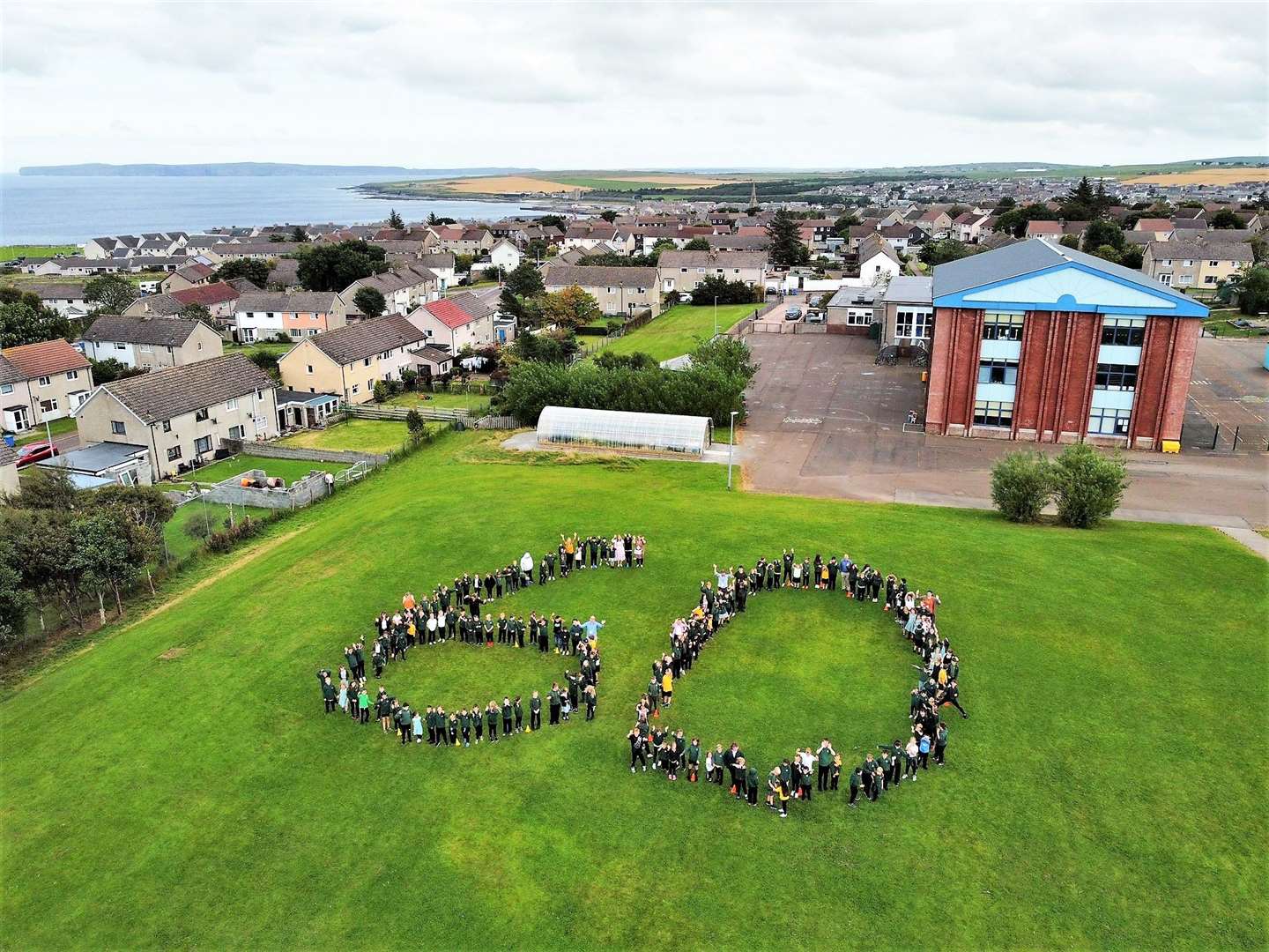 Jill Innes took this picture with her drone. It features the whole Pennyland school shaped into the number 60 to celebrate the diamond anniversary.