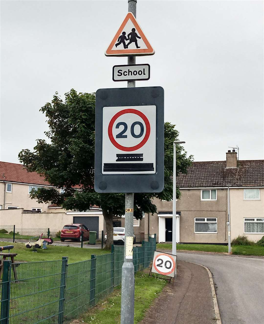 Speed-limit signs close to Pennyland Primary School in Thurso.