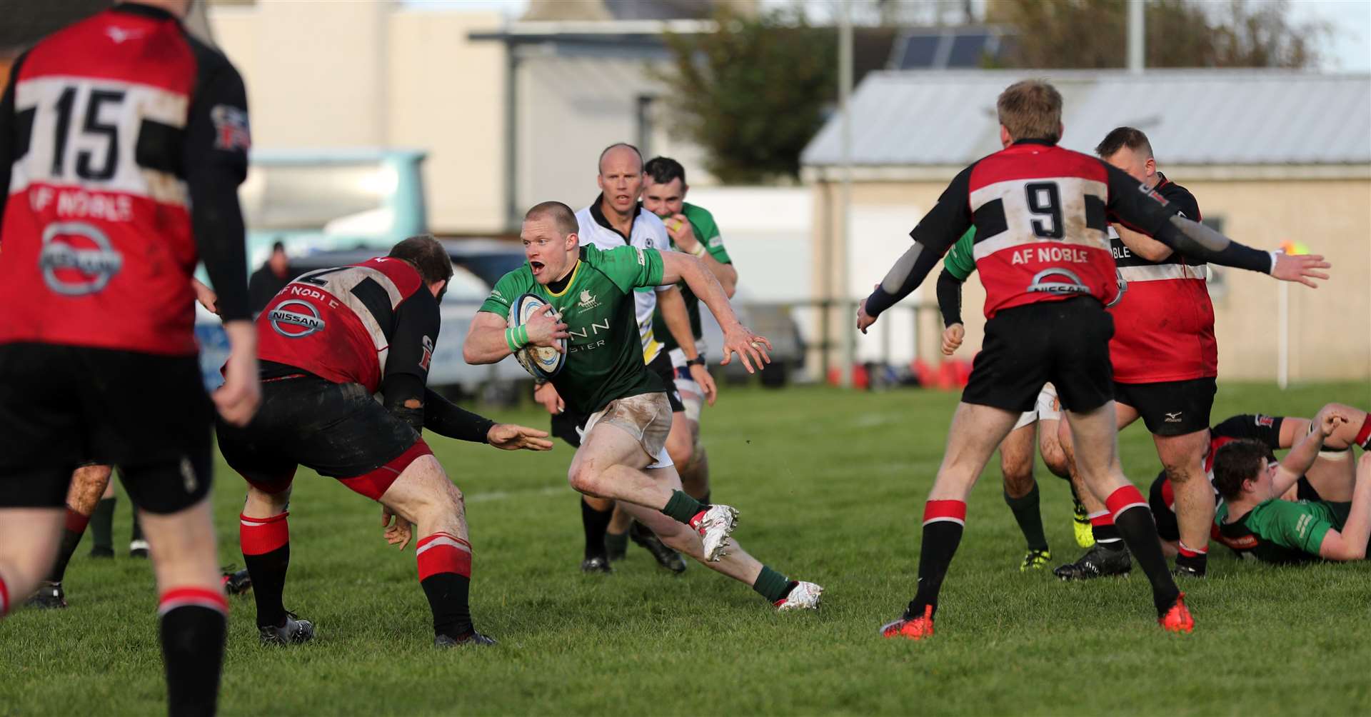 Kris Hamilton – pictured taking on the Lasswade defence at Millbank recently – is among the Caithness players who should return to action over the next couple of weeks. Picture: James Gunn