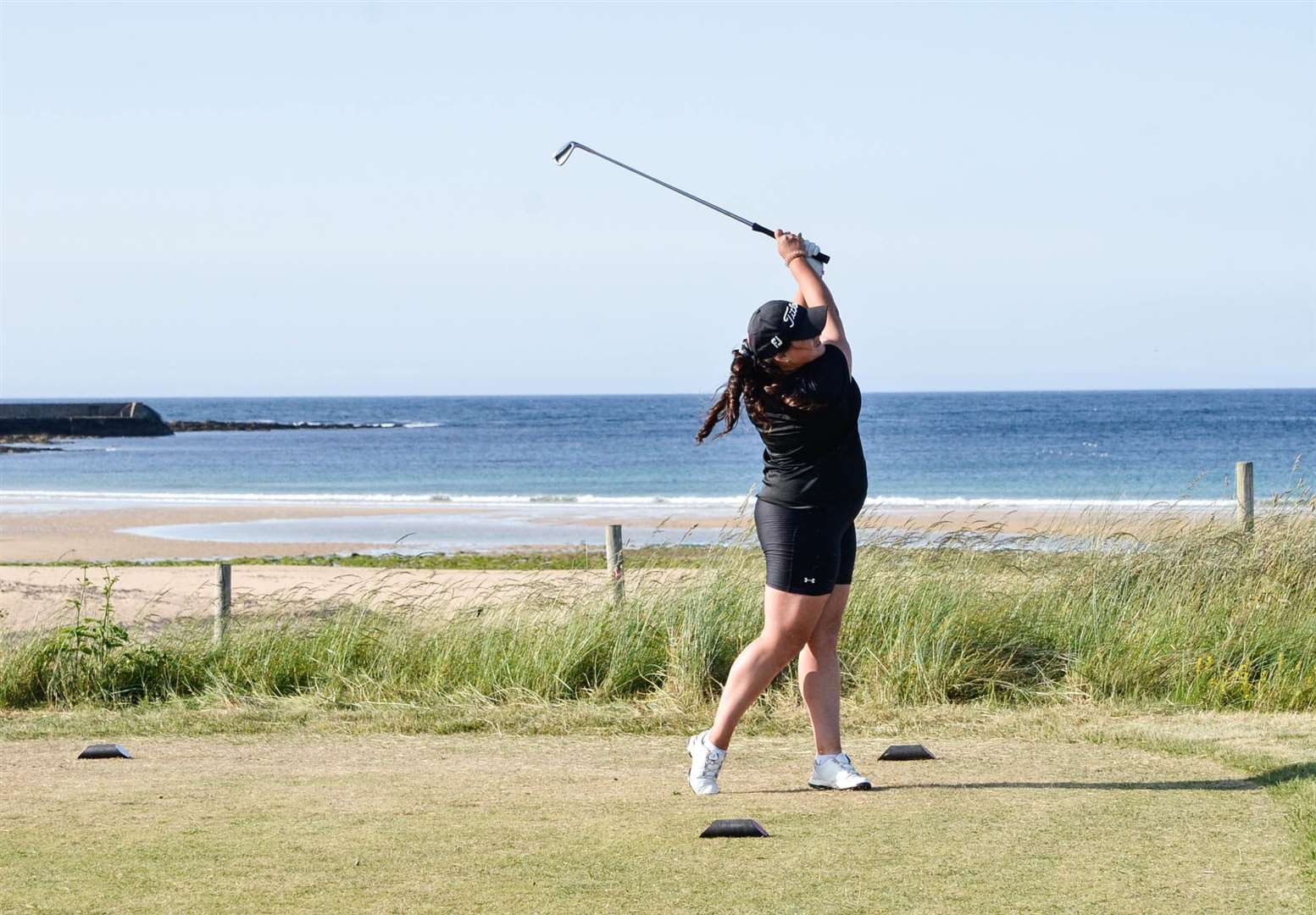Reay ladies' champion Eleanor Tunn teeing off at the fifth during the final. Picture: Mike Halliday