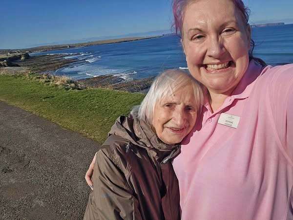 Gwen and Jeanine stop to take in the view.
