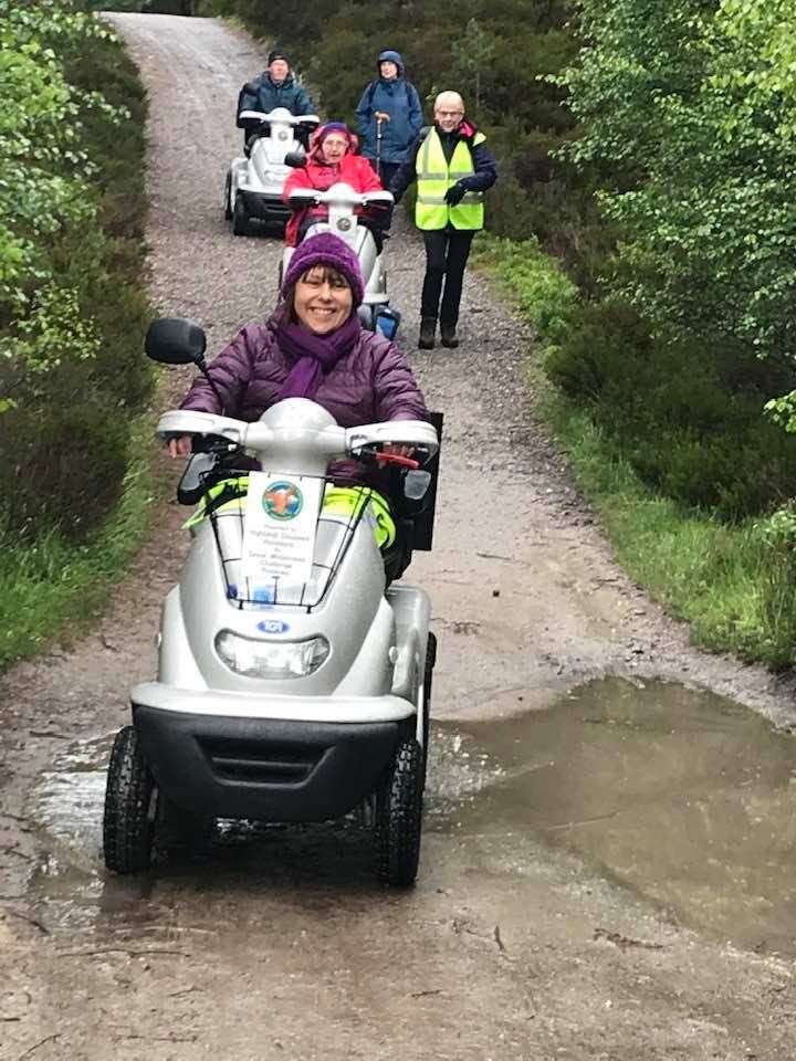 City Mobility's Carol Elliot using a scooter in the Cairngorms.