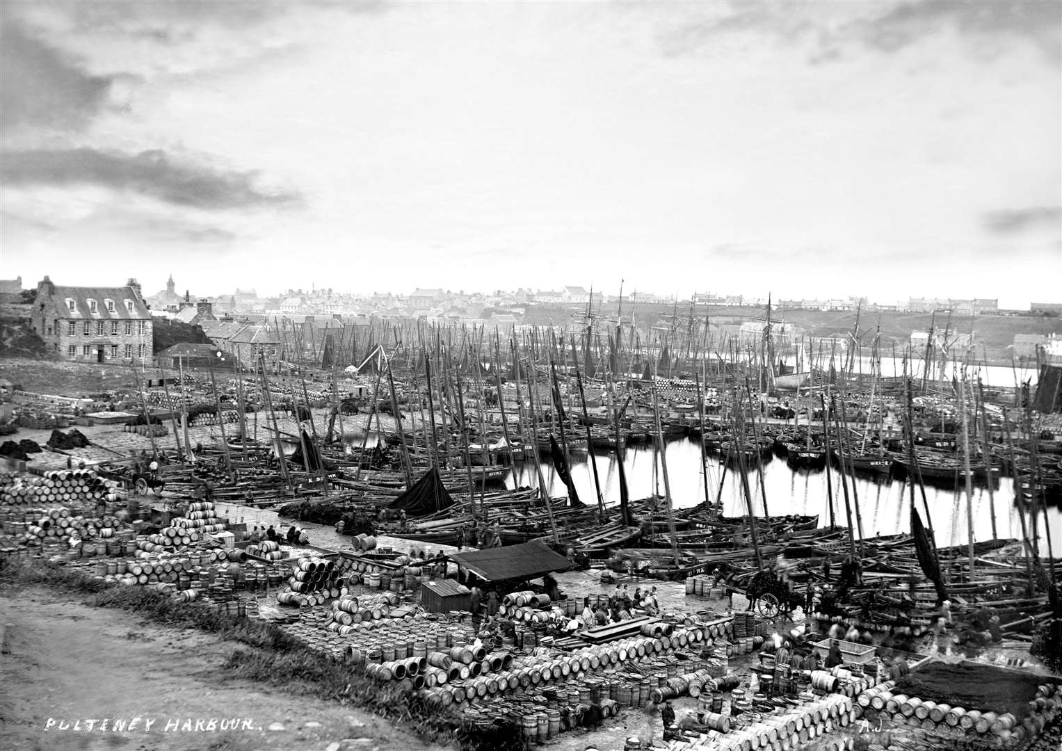 Pulteneytown harbour around 1863. Telford’s design for Wick 'included everything needed by a self-contained fishing community', says Paul A Lynn. © The Wick Society / Johnston Collection