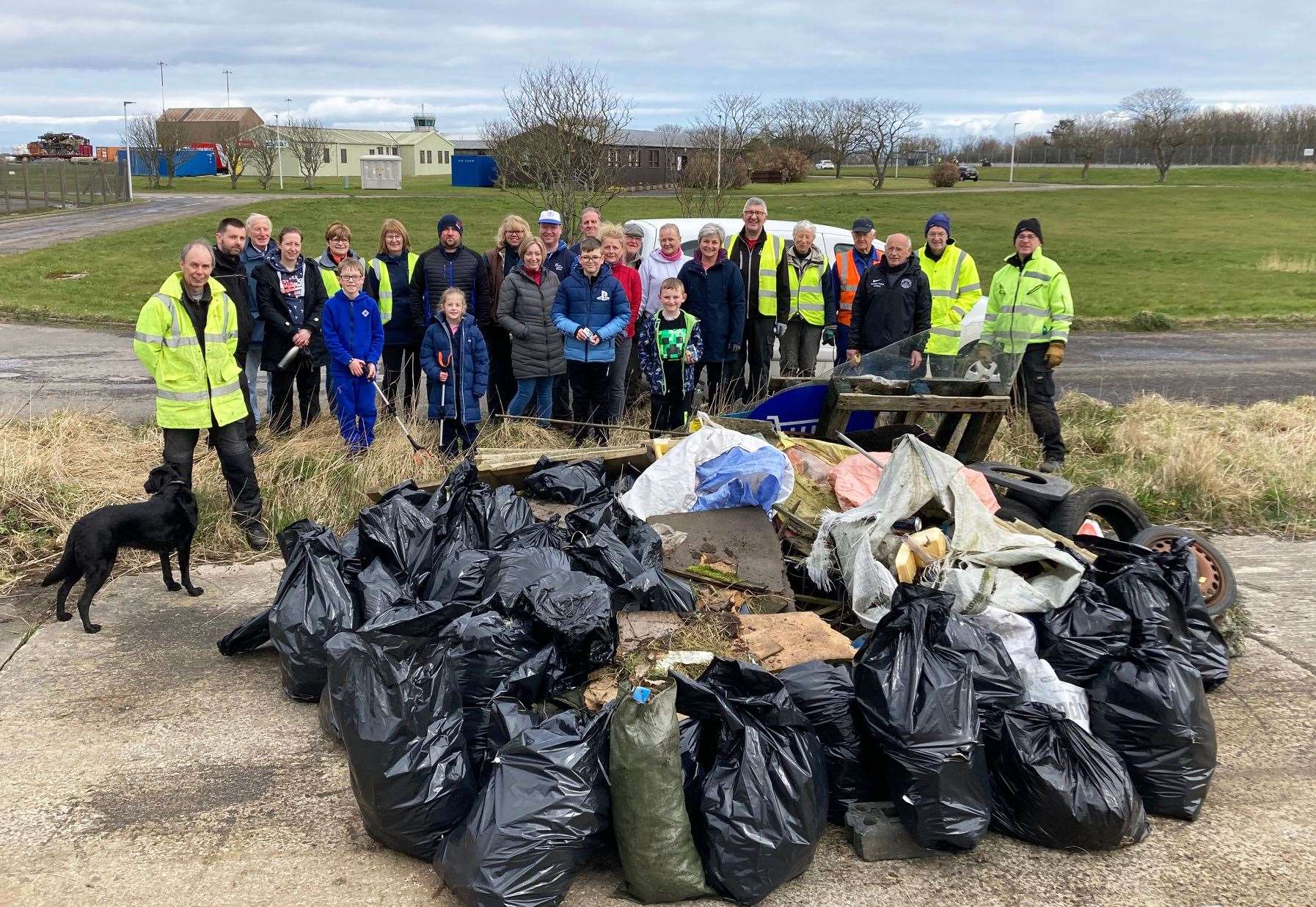 A large collection of bin bags resulting from a litter-pick at Wick Airport Industrial Estate last year.