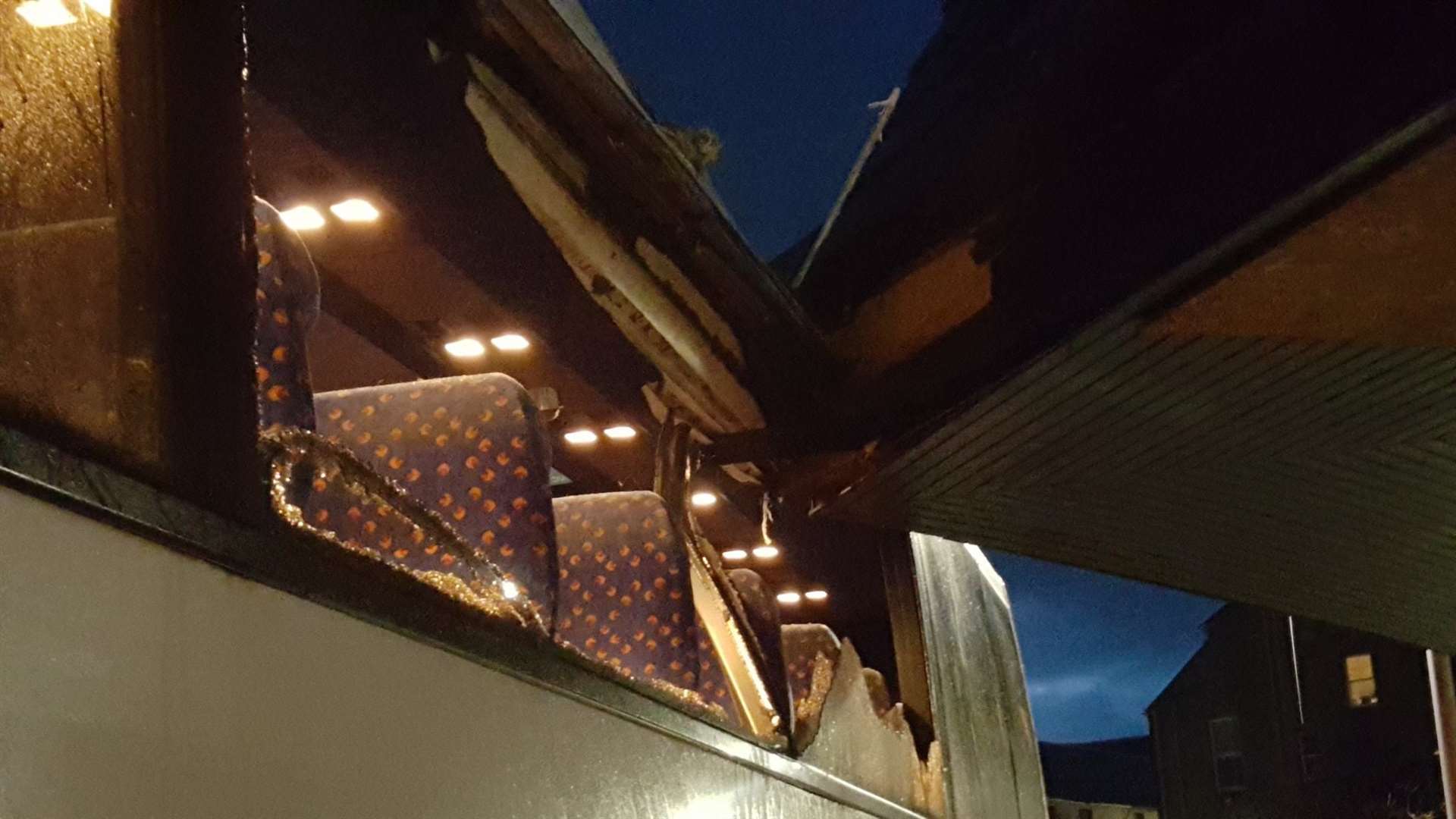 Windows of the Stagecoach bus were smashed in after the crash.