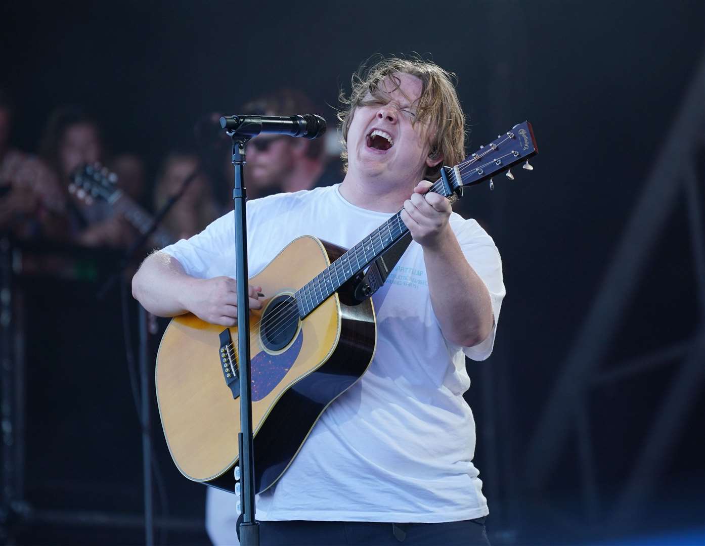 Lewis Capaldi performing on the Pyramid Stage at the Glastonbury Festival (Yui Mok/PA)