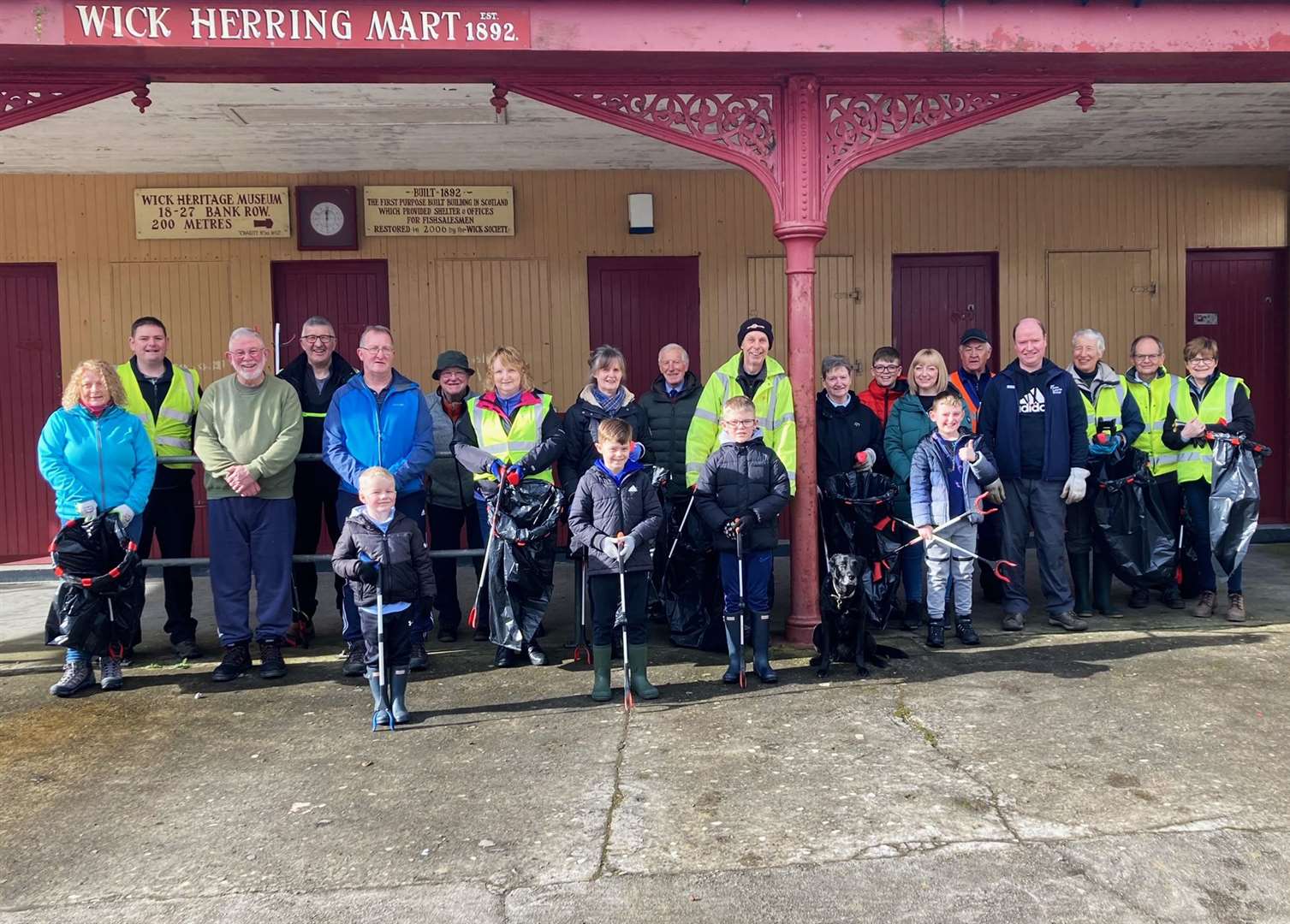 Volunteers gathering at Wick's old herring mart before the first of three Spring Clean Scotland litter-picks in 2023.