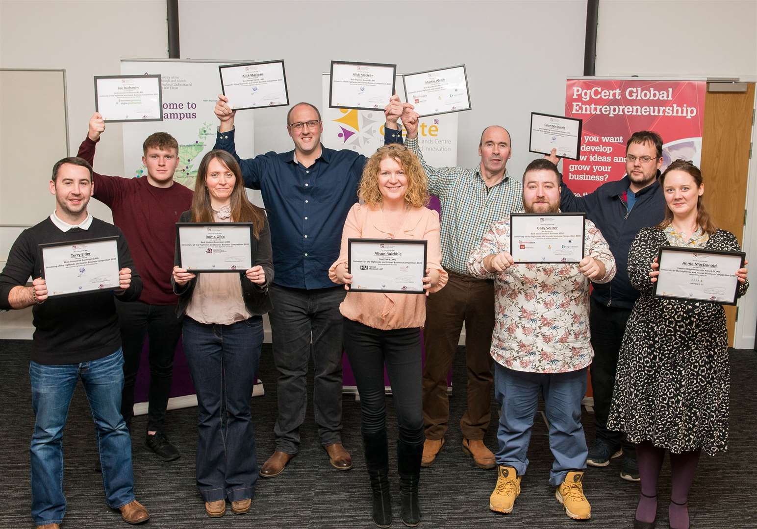 All the winners in the University of the Highlands and Islands Business Competition. Picture: Angus Findlay