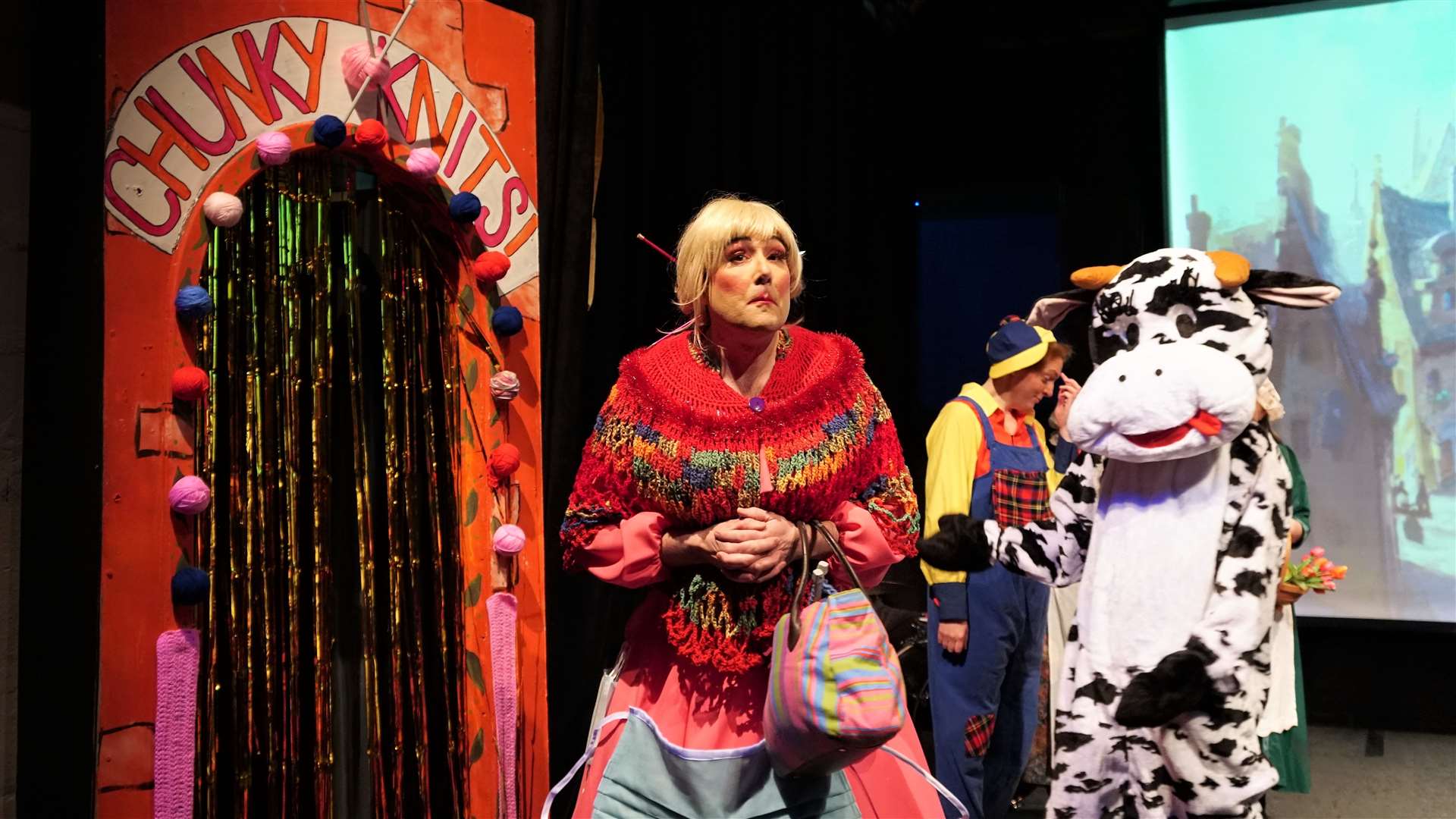 No panto would be complete without a dame. Alan Newton gives a great performance as Dame Dolly and is ably supported by Maria the cow-llama. Picture: DGS