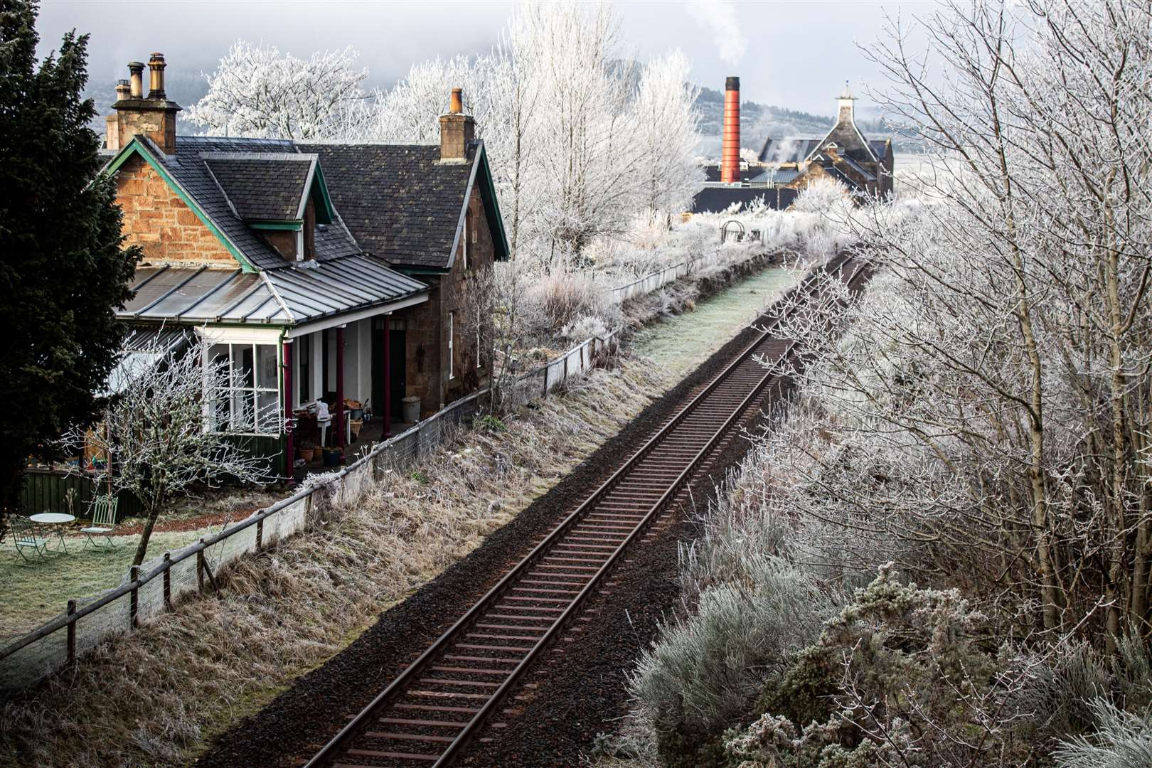 The rail line is still in use next to Edderton, but the former station house is now privately owned. Photo: Niall Harkiss