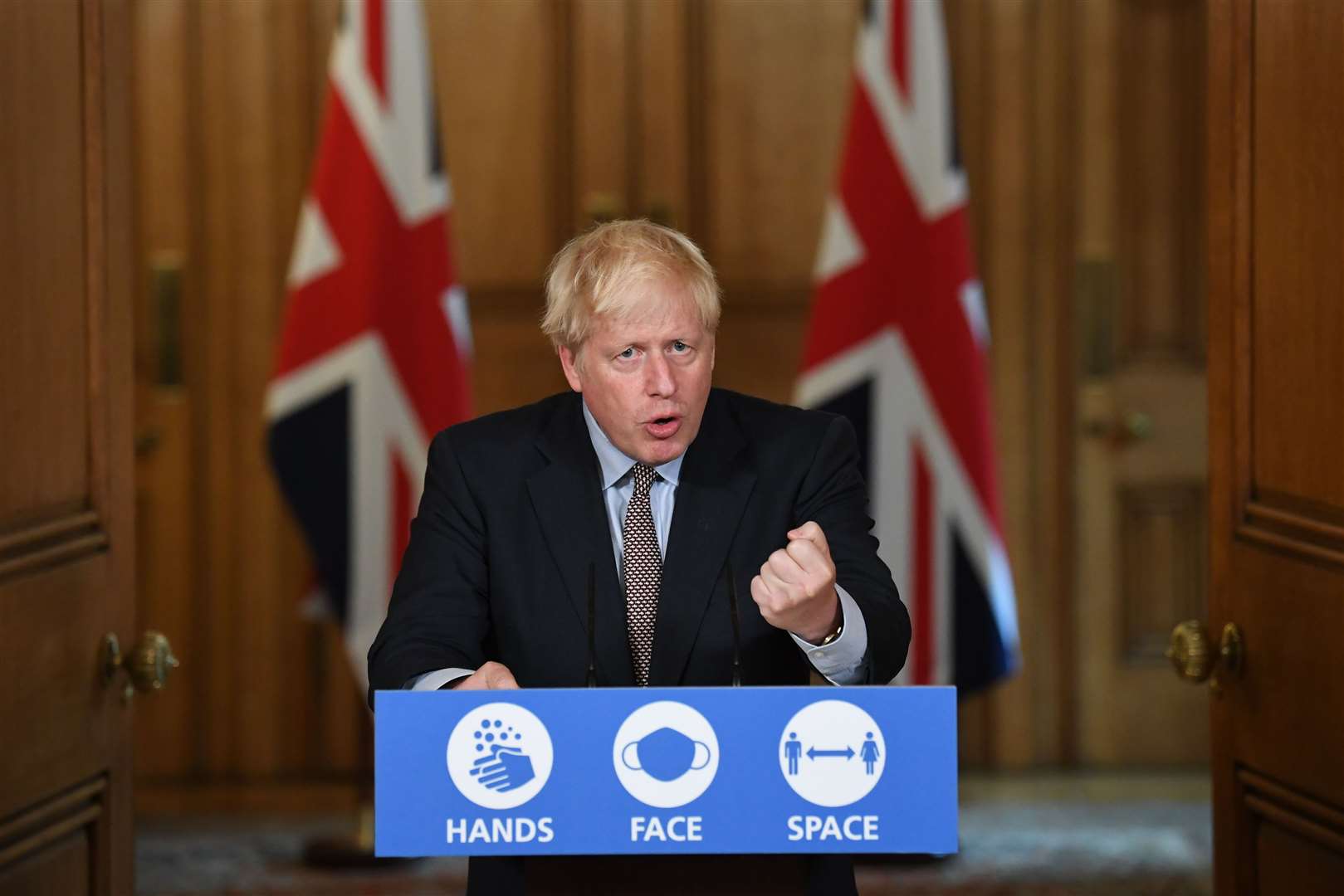 Boris Johnson at the September 9 press conference (Stefan Rousseau/PA)
