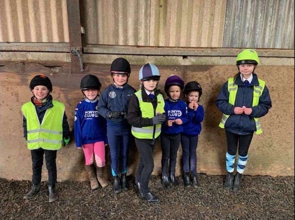 The youngsters who took part in the recent riding and road safety training run by the local branch of the Pony Club.