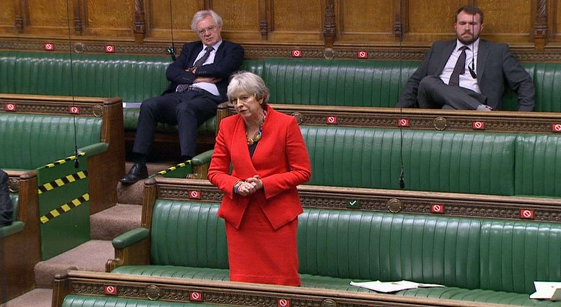 Former prime minister Theresa May during the debate in the House of Commons on the EU (Future Relationship) Bill (PA)