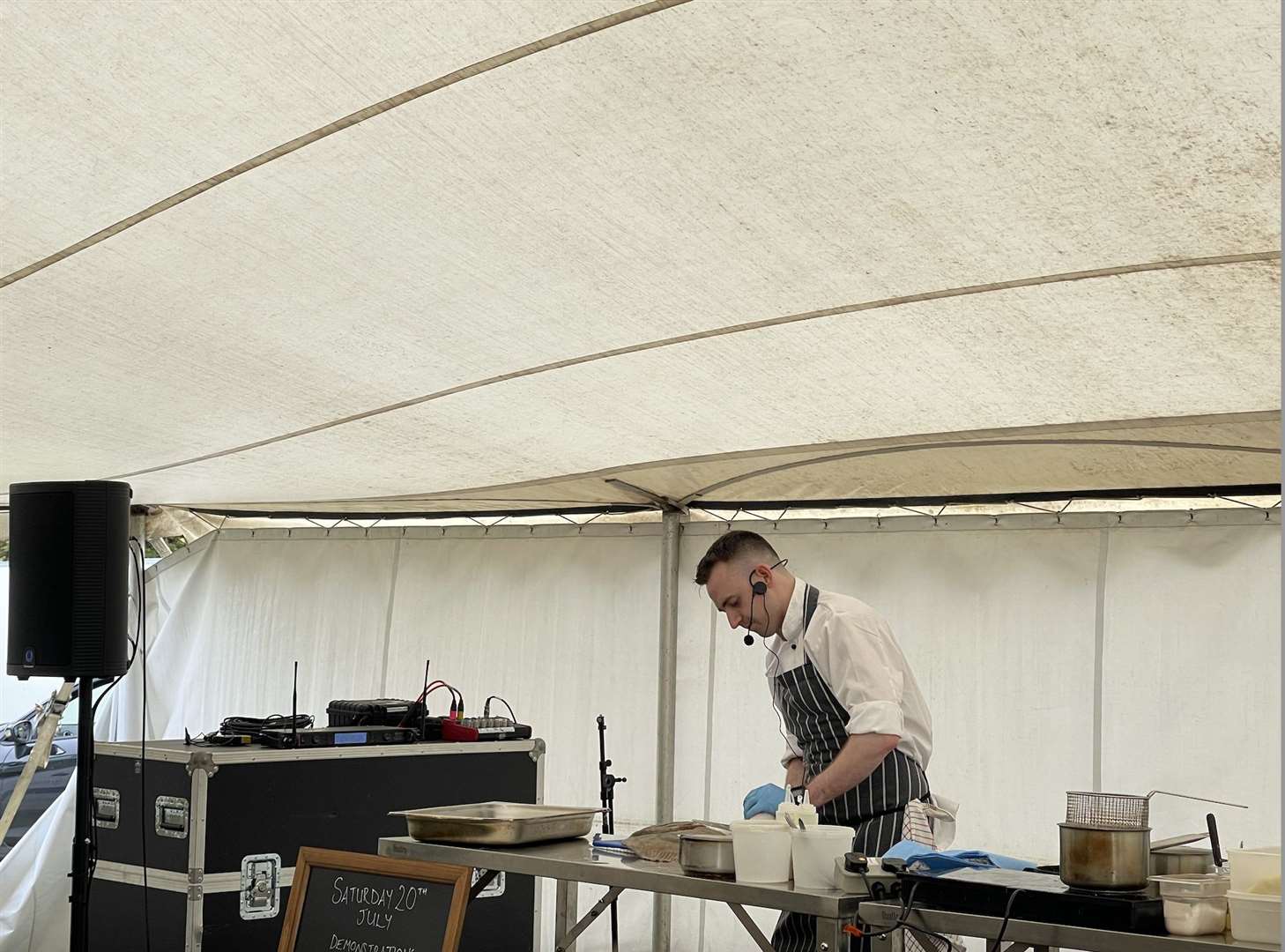 Andrew Smith, head chef at Forss House Hotel, used precision to demonstrate a monkfish recipe at the County Show.