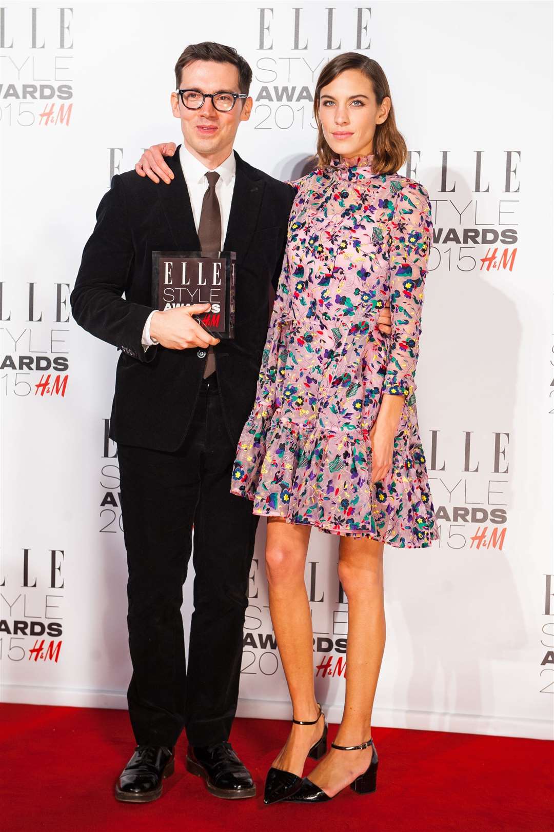 Erdem Moralioglu with Alexa Chung at the Elle Style Awards 2015 (Dominic Lipinski/PA)