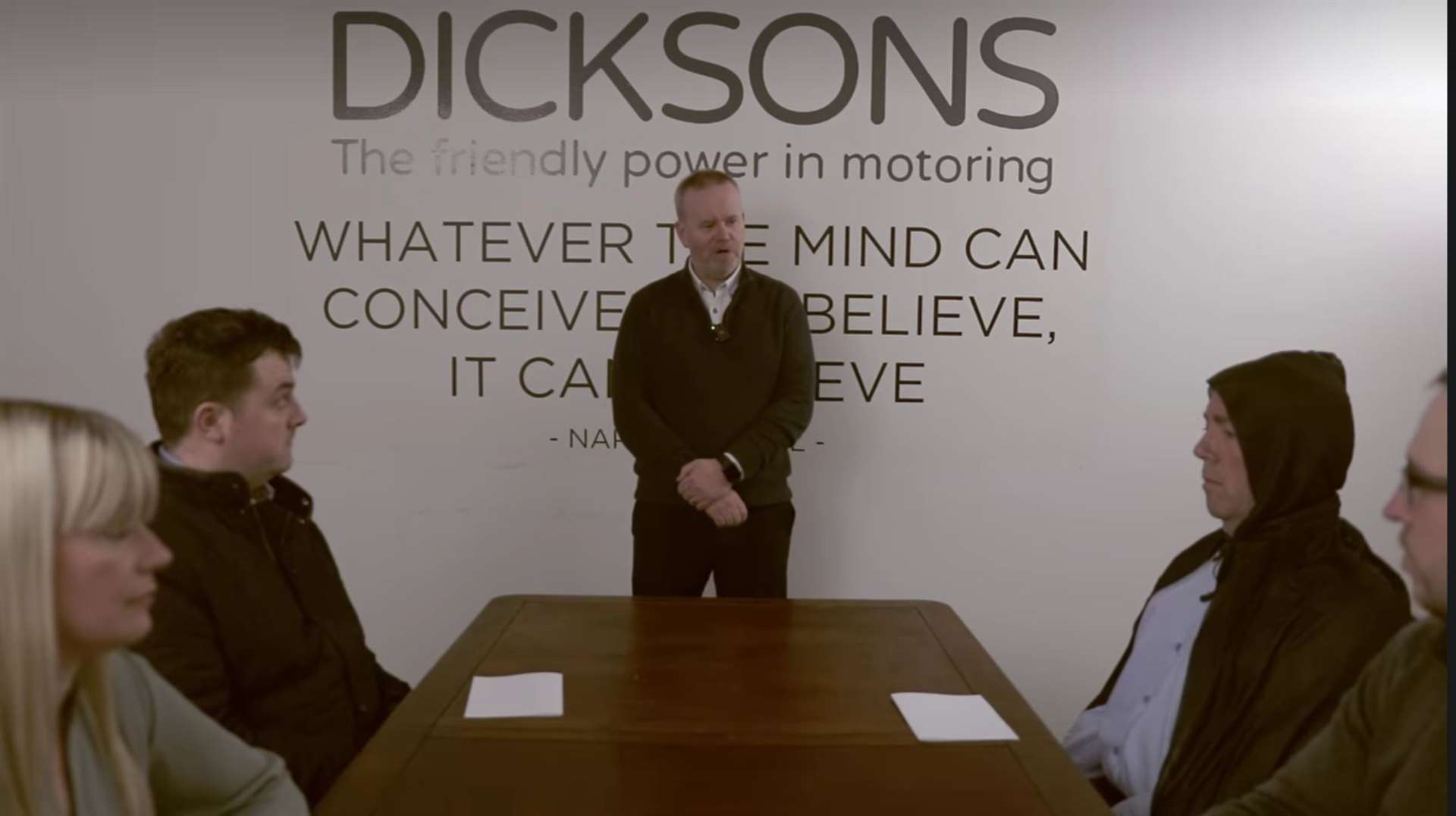 Linda, Scott, Mark, Lee and Dougie in Dickson's humorous take on The Traitors