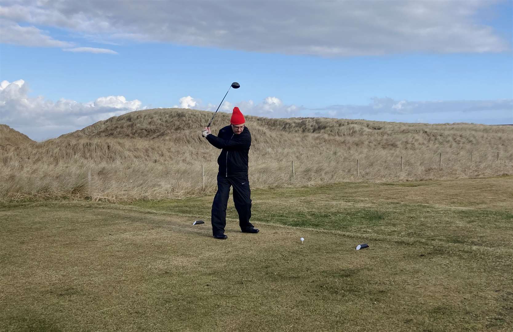 David A Craig teeing off at Reay's eighth hole.