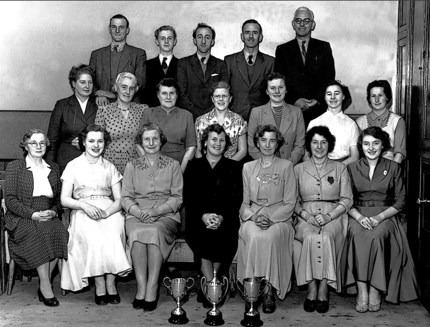 This is believed to be a group of Wick Choral Society members, probably from the late 1950s. The conductor was Mrs Kinghorn (front row, centre).
