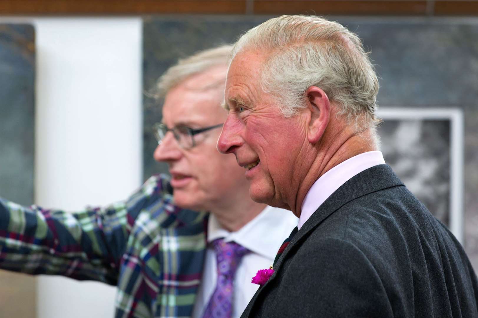 Ian Pearson, chairman of the Society of Caithness Artists, with Prince Charles, Duke of Rothesay, at last year's exhibition in Thurso. Picture: Angus Mackay