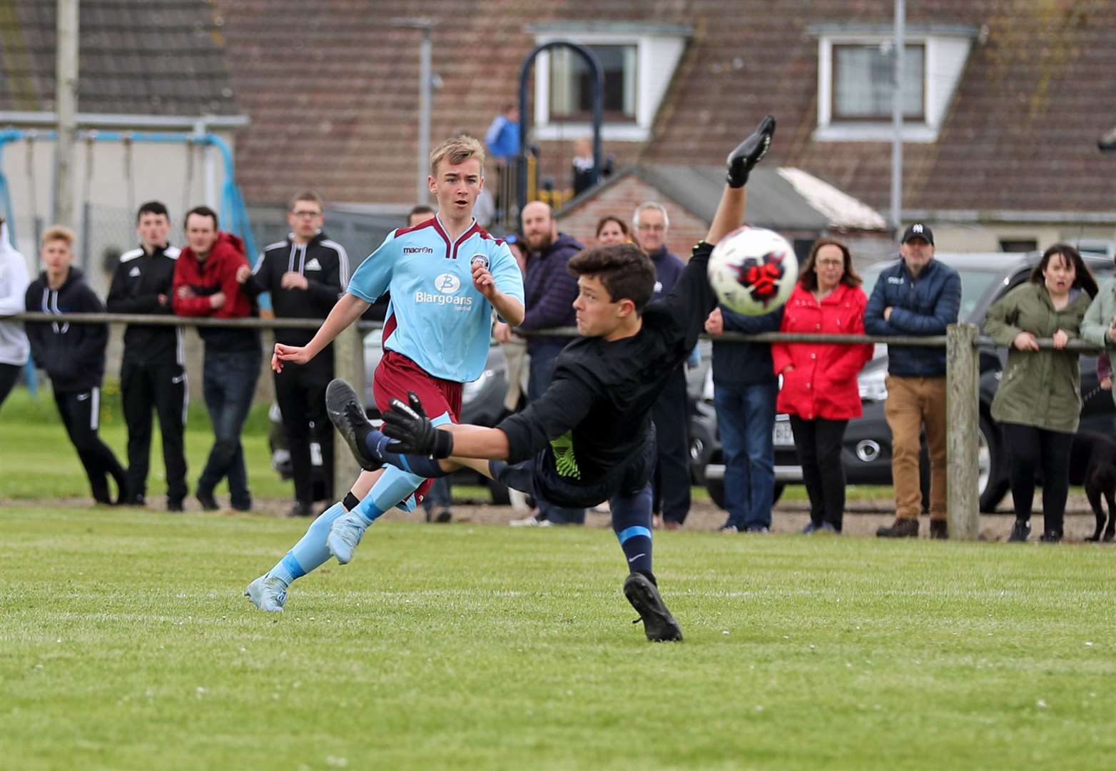 Pentland United's Cameron Montgomery beats High Ormlie Hotspur keeper Lewis Gallagher to score their second equaliser. Pentland United won 3-2. Picture: James Gunn