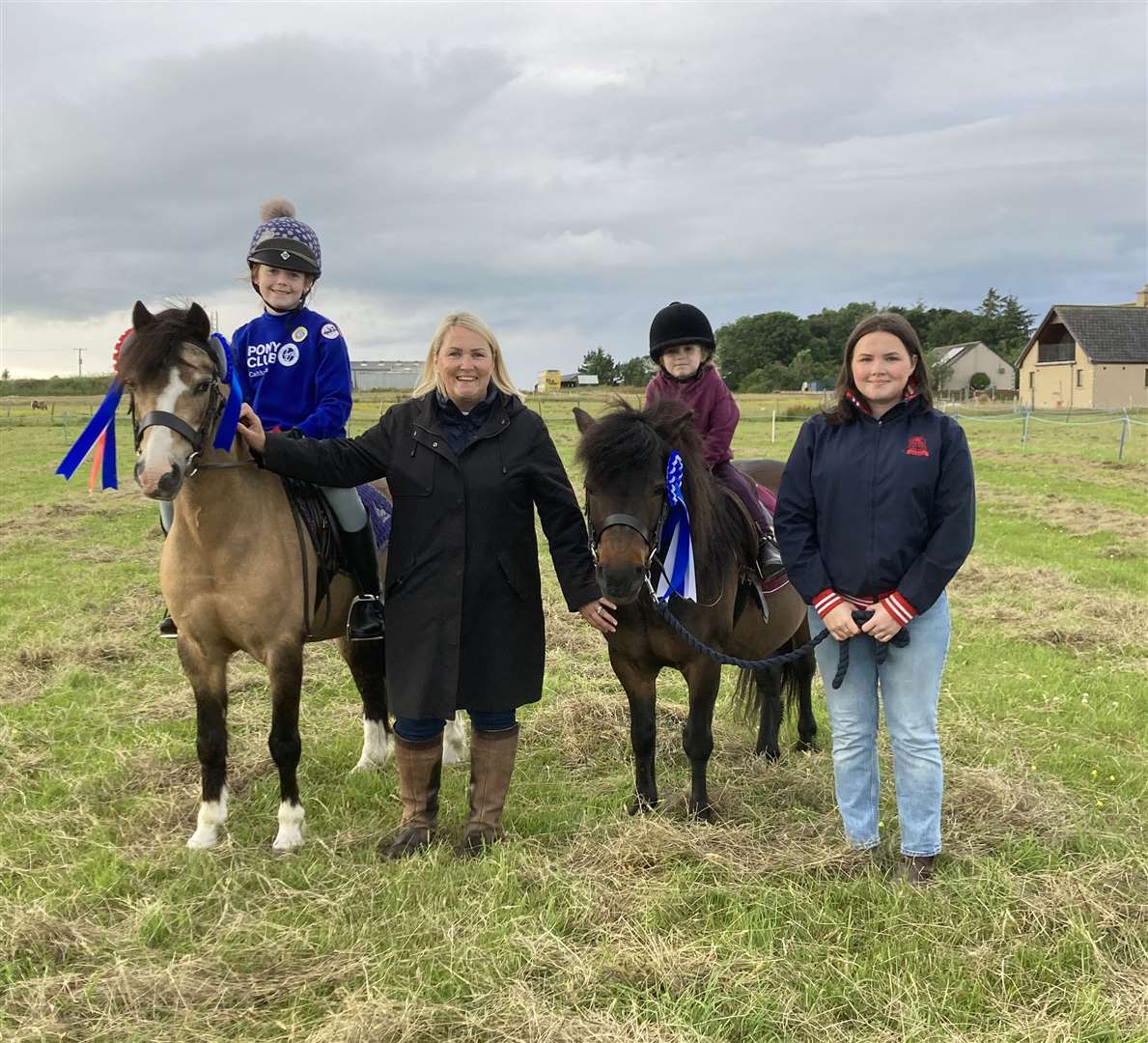 Handy pony competition winner Rachel MacGregor on Dandy, with judges Judith and Molly Miller from Bilbster and reserve champion Tabitha Patterson on Red.