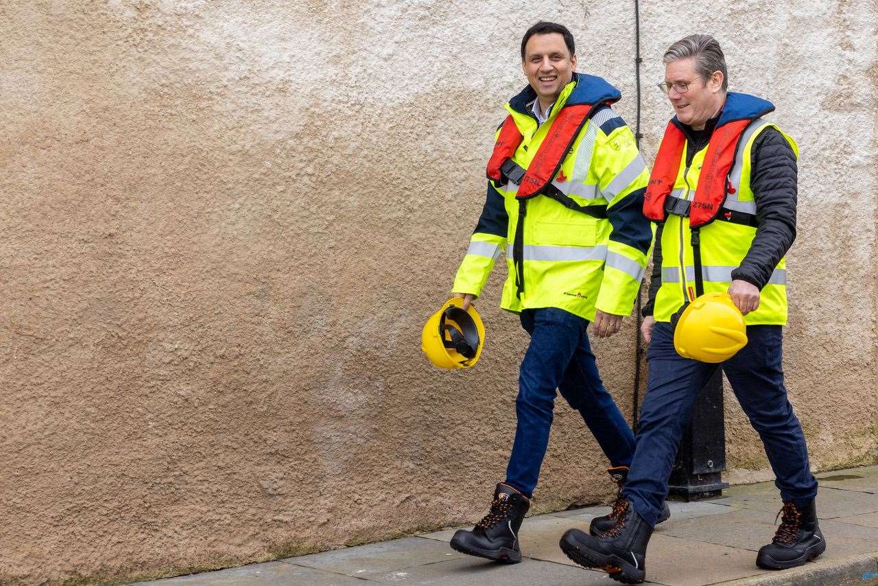 Anas Sarwar and Sir Keir Starmer, kitted out for their boat trip to the Beatrice offshore wind farm. Picture: The Labour Party