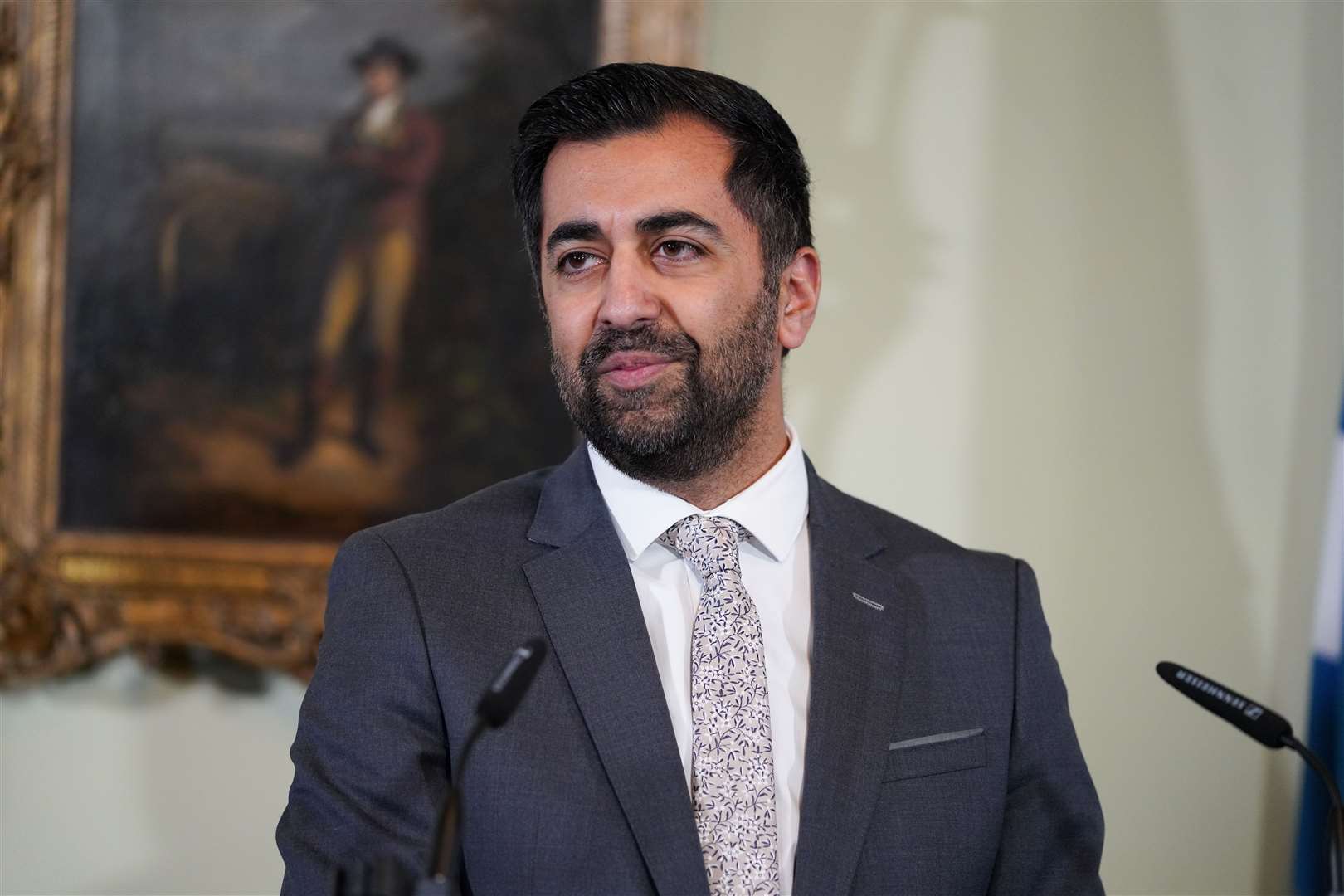 Humza Yousaf making his statement at Bute House. He was facing two motions of no confidence.