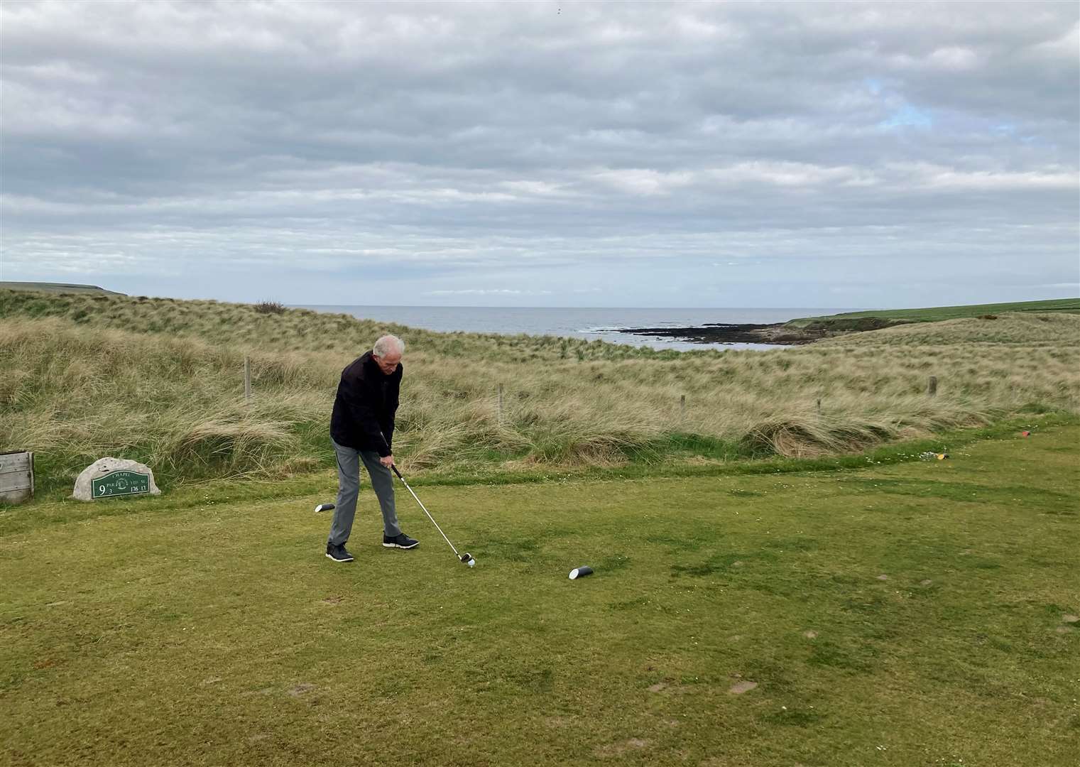 Fred Groves teeing off at the ninth hole at Reay at the weekend.