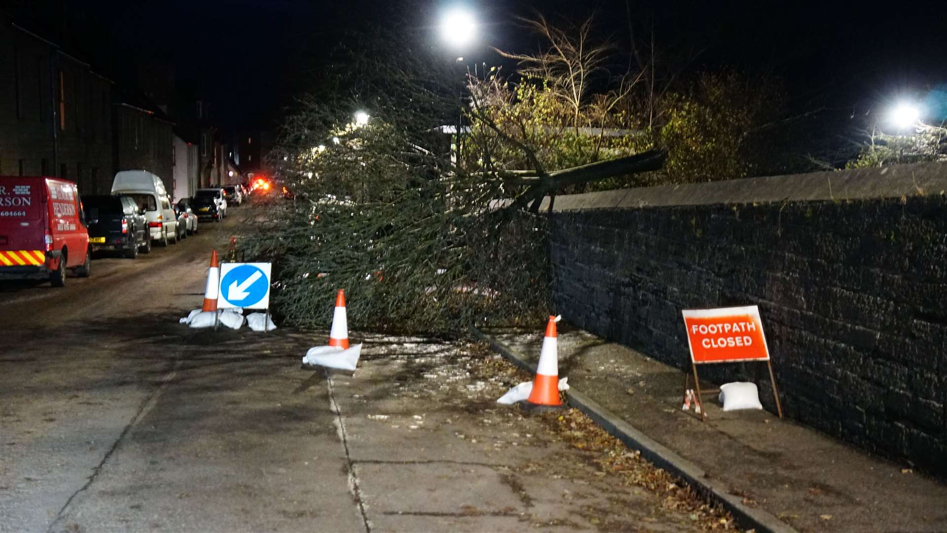 A hazard zone caused by Storm Arwen on Sinclair Terrace, Wick, November 27. Picture: David G Scott