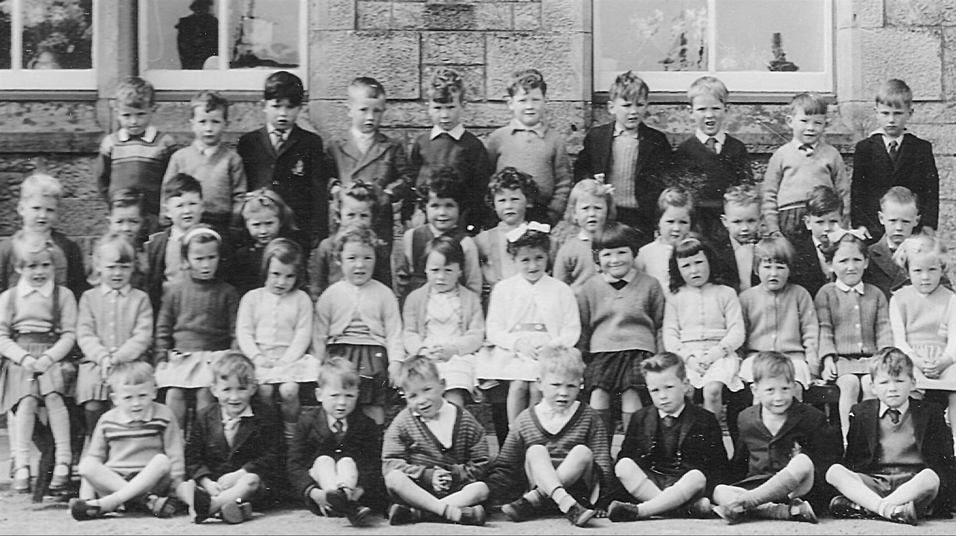 Classmates posing for the camera at Miller Academy in Thurso. The photo is thought to have been taken in 1962.