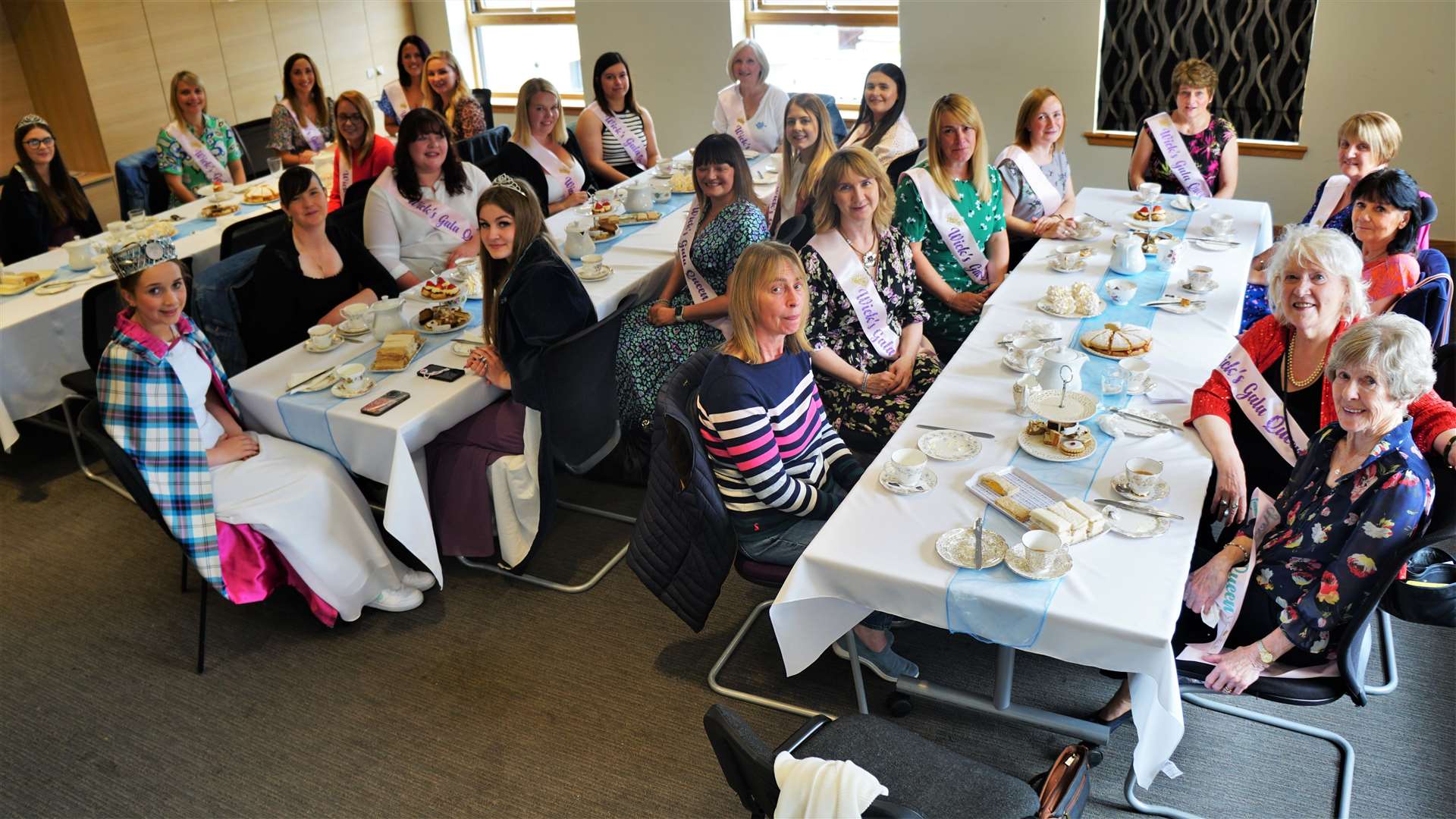 Gala queens and attendants enjoy their lunch at the Pulteney Centre in Wick. Picture: DGS
