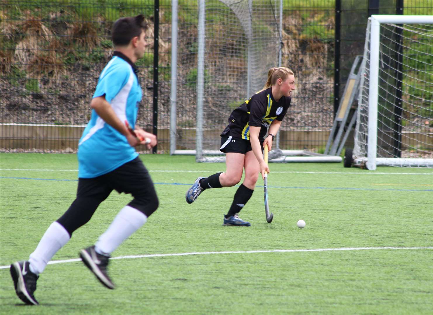 Thurso's Phoebe Strachan on the run in the match at Oban.
