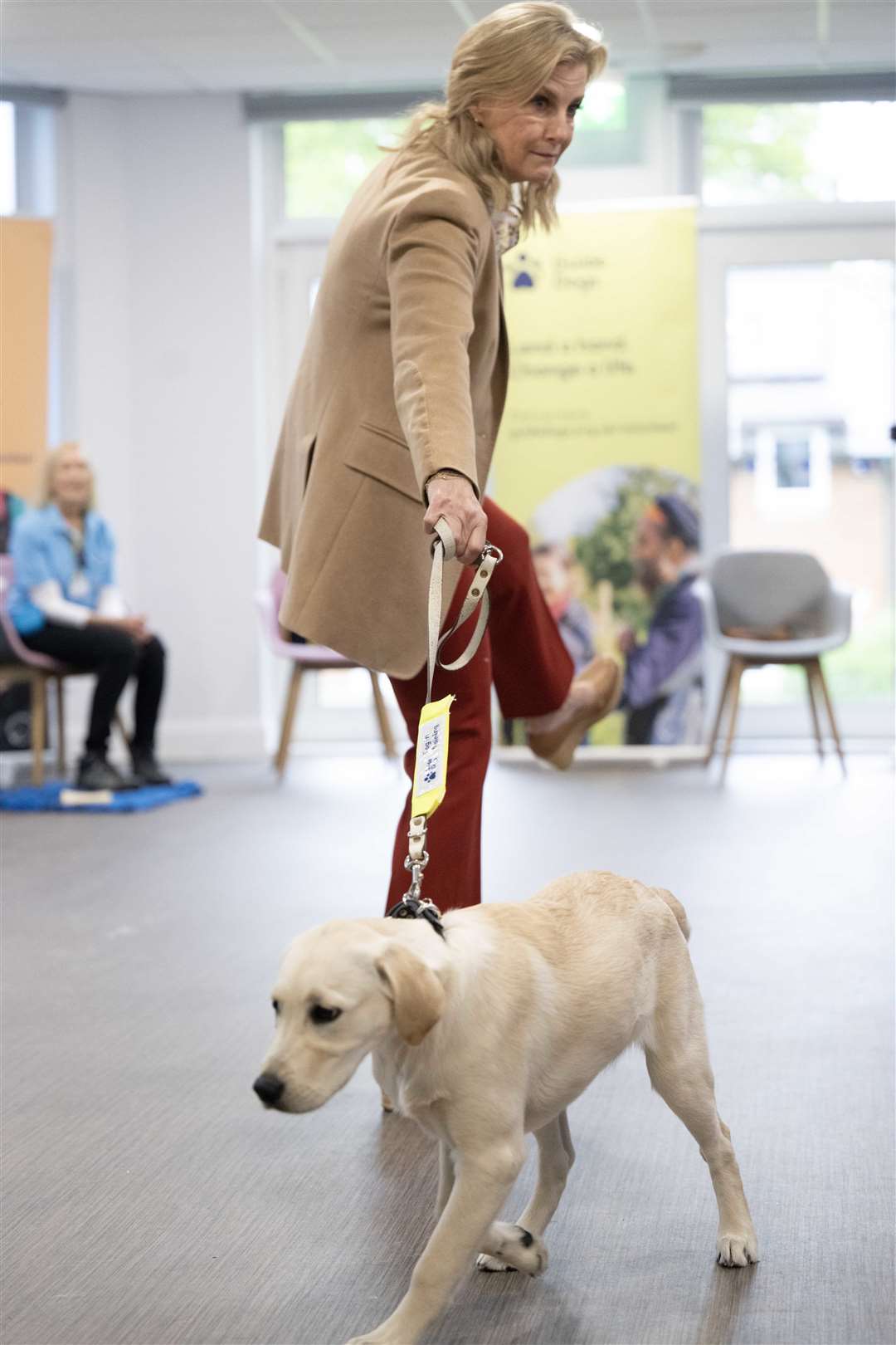 The Duchess of Edinburgh took part in a puppy class at the Guide Dogs for the Blind Association Training Centre in Reading in May (Paul Grover/Daily Telegraph/PA)
