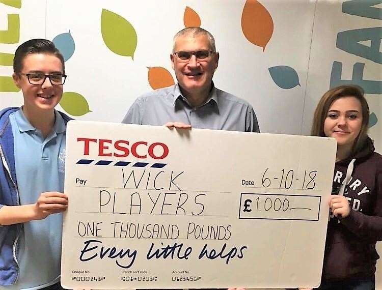 Wick Players received £1000 from the Tesco initiative in 2018.