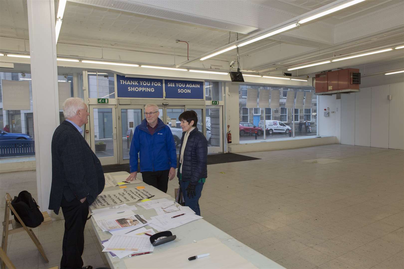 Maureen Miller and Roger Bamfield chat with Alan Jones (left) of Inverness-based Alan Jones Associates during the open day. Picture: Robert MacDonald / Northern Studios