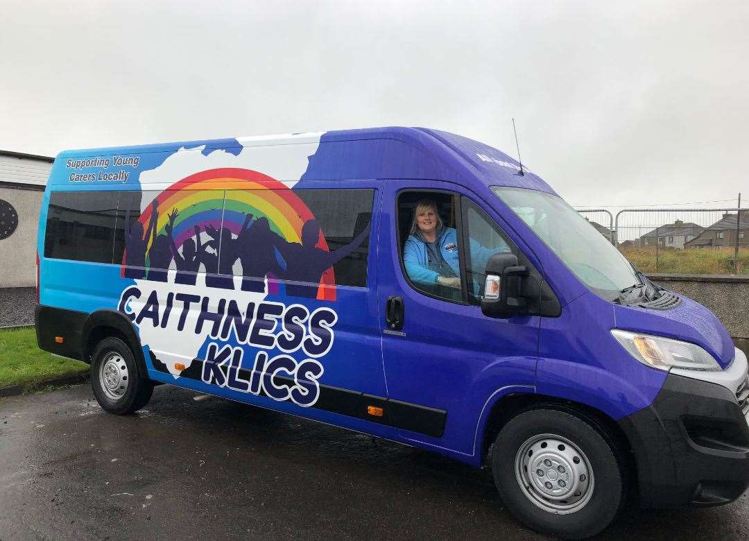 Project manager Wendy Thain at the wheel of the Caithness Klics minibus.