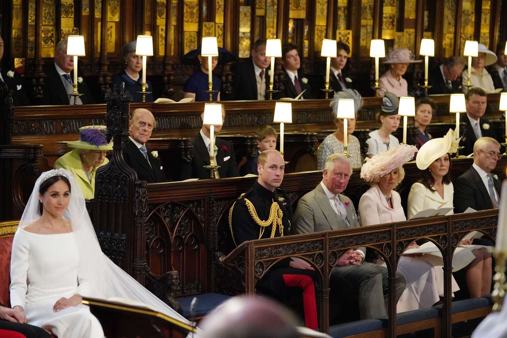 The royal family at Harry and Meghan’s wedding (Jonathan Brady/PA)
