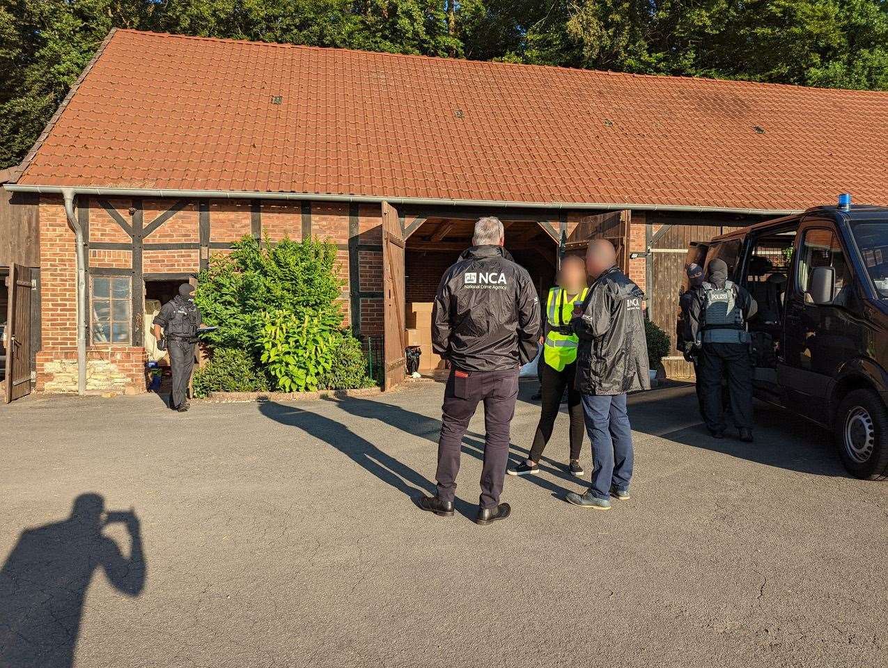 A search being carried out at a location in the German city of Osnabruck (NCA/PA)