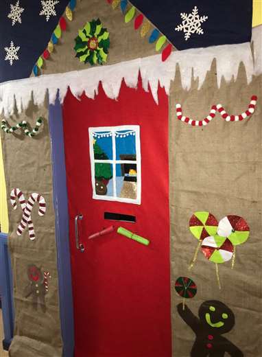 Castletown S Christmas Clerical Elf Opens The Door To Festive Season - Nursing Home Door Decorating Ideas